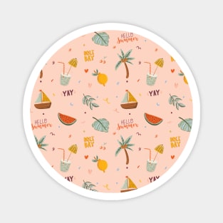 Summer Aesthetic on Peach Seamless Pattern Magnet